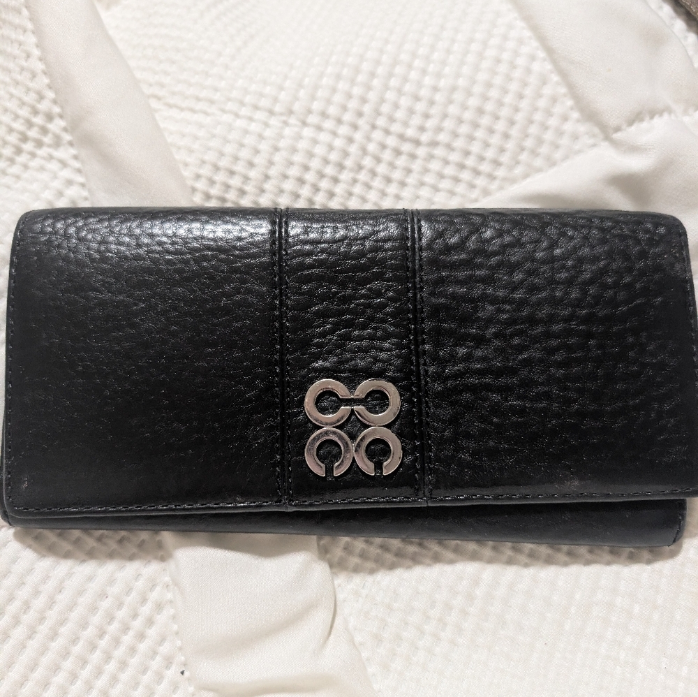 Coach Julie Black Leather Women's Wallet with Silver Logo